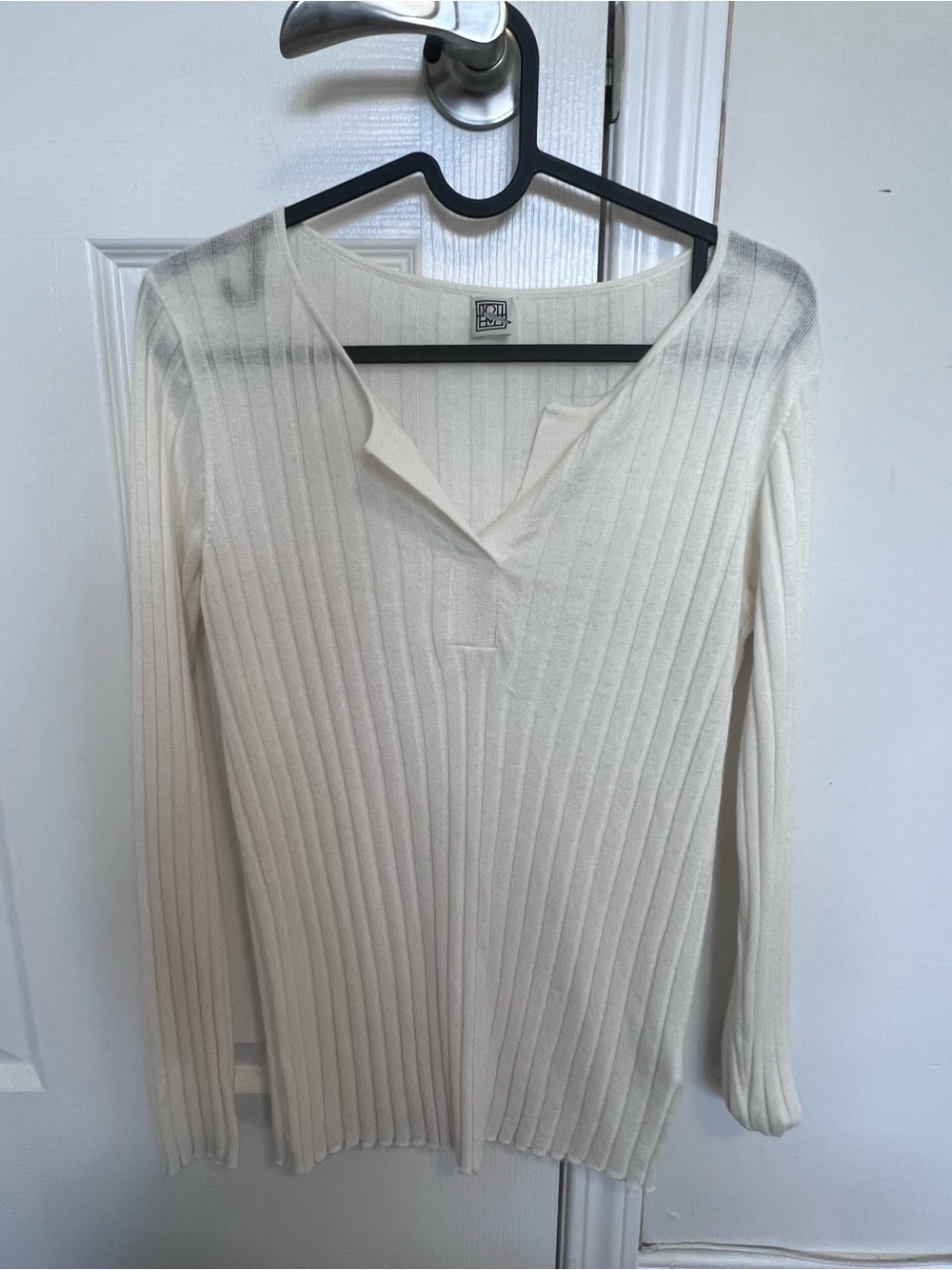 Cashmere Ribbed Cream Long-Sleeve Sweater - Women, SZ S